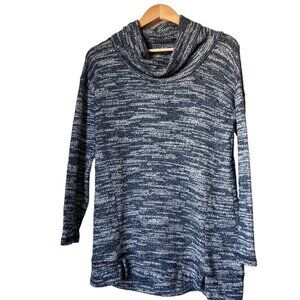 Aerie  Blue Heathered 3/4 Sleeve Cowl Neck Pullover Sweater Size Medium